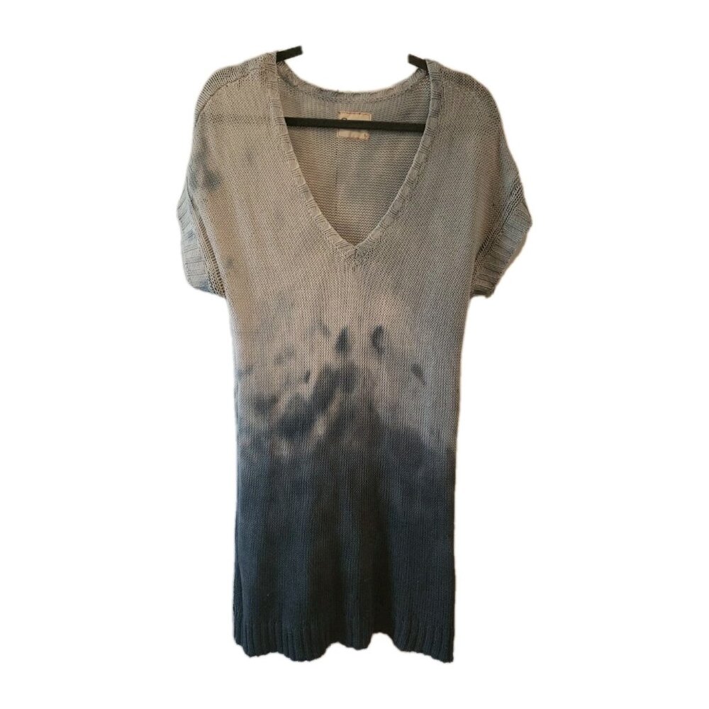 GYPSY 05 Hollywood Dress Knit Boho Tie Dye Ombre V Neck Short Sleeve L